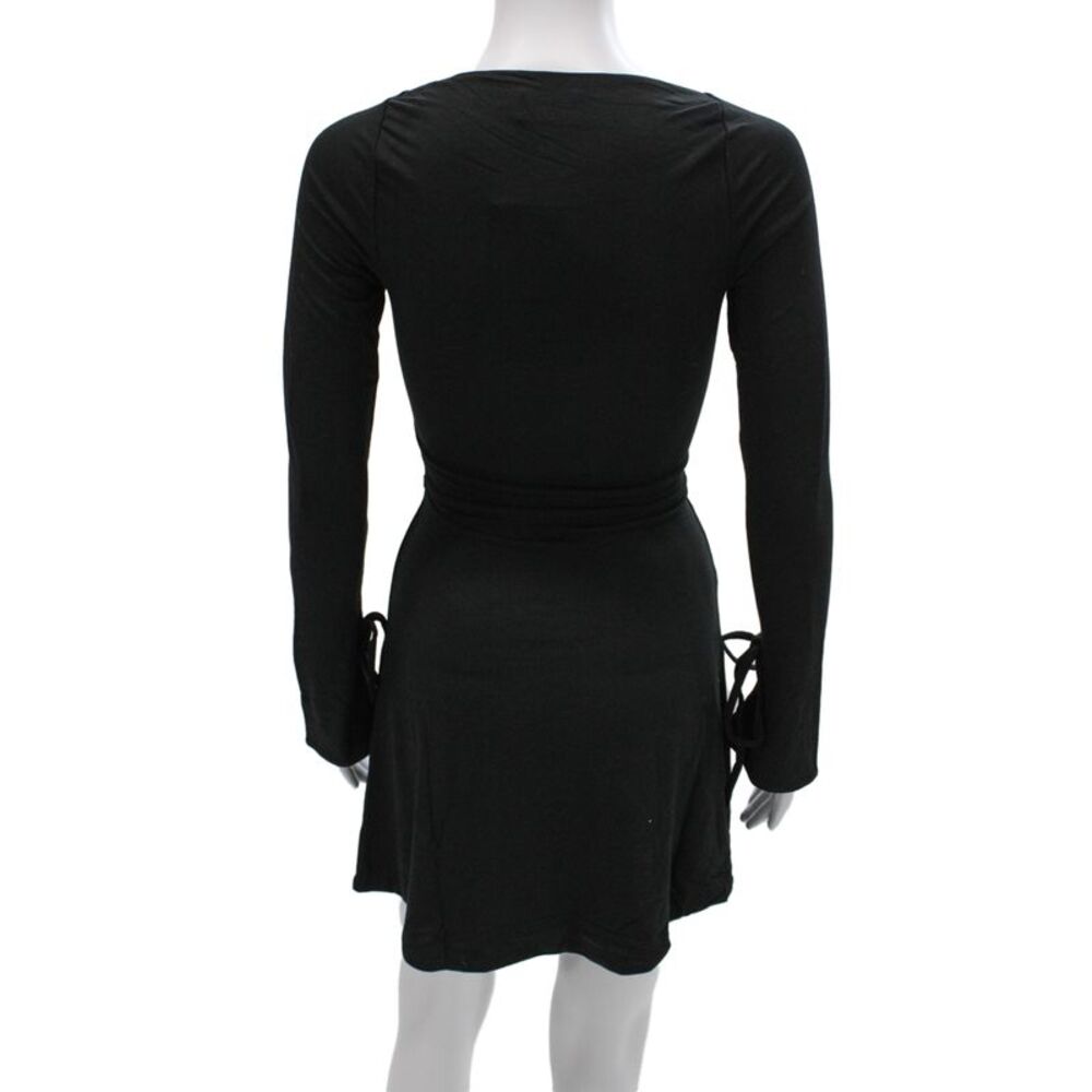 Oh Polly Womens Mini Dress Black Sweetheart Long Sleeve Modal Size 2 - Picture 3 of 5